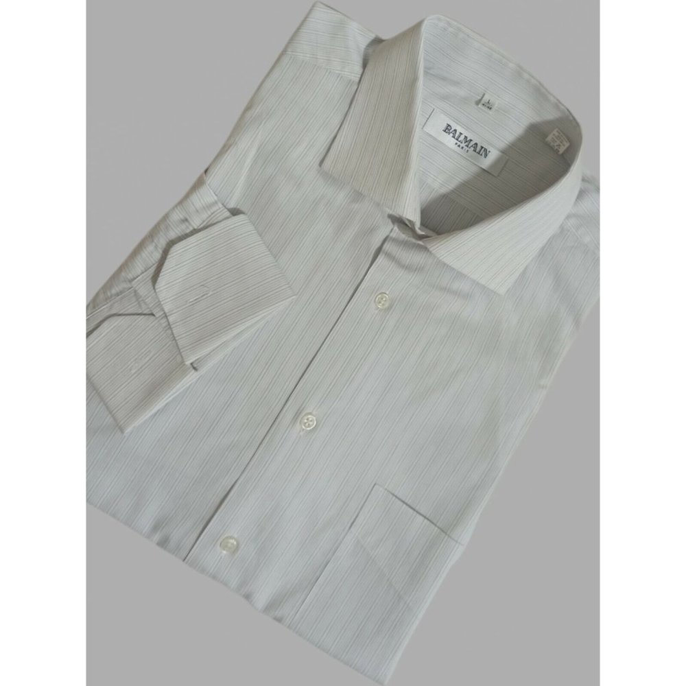 BALMAIN PARIS Mens Striped Long Sleeve Frensh Cuff Shirt Size L 41-42 EX COND